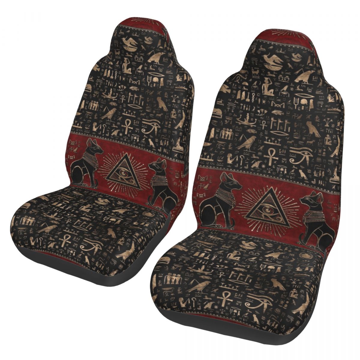 Car Accessories Egypt - ฝาครอบเบาะรถยนต์ลายตาแห่งฮอรัสแบบอียิปต์โบราณ สำหรับทุกฤดูกาล ผ้าคลุมเบาะรถยนต์โพลีเอสเตอร์ อุปกรณ์ตกแต่งรถยนต์