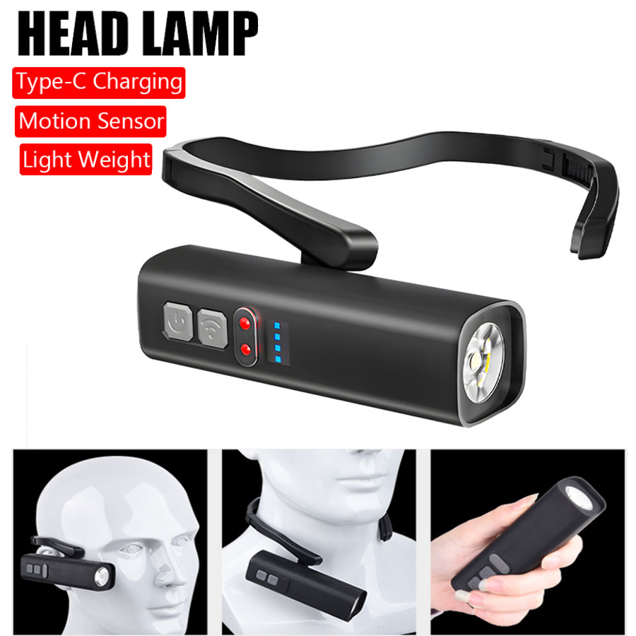 Led Headlight Bulbs - ไฟหน้าแบบหนีบหูซุปเปอร์ไบรท์ไฟหน้าแบบเซ็นเซอร์แบบชาร์จไฟได้ USB ไฟหน้าแบบ LED กันน้ำแบบพกพาสำหรับการวิ่งตกปลากลางแจ้ง
