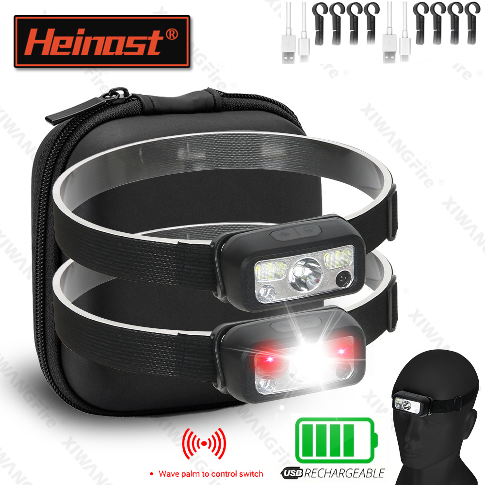 Led Headlight Bulbs - ไฟฉายคาดศีรษะแบบชาร์จไฟได้ขนาดเล็ก แรงสูง พร้อมเซ็นเซอร์ สำหรับตกปลา ตั้งแคมป์ ชาร์จผ่าน