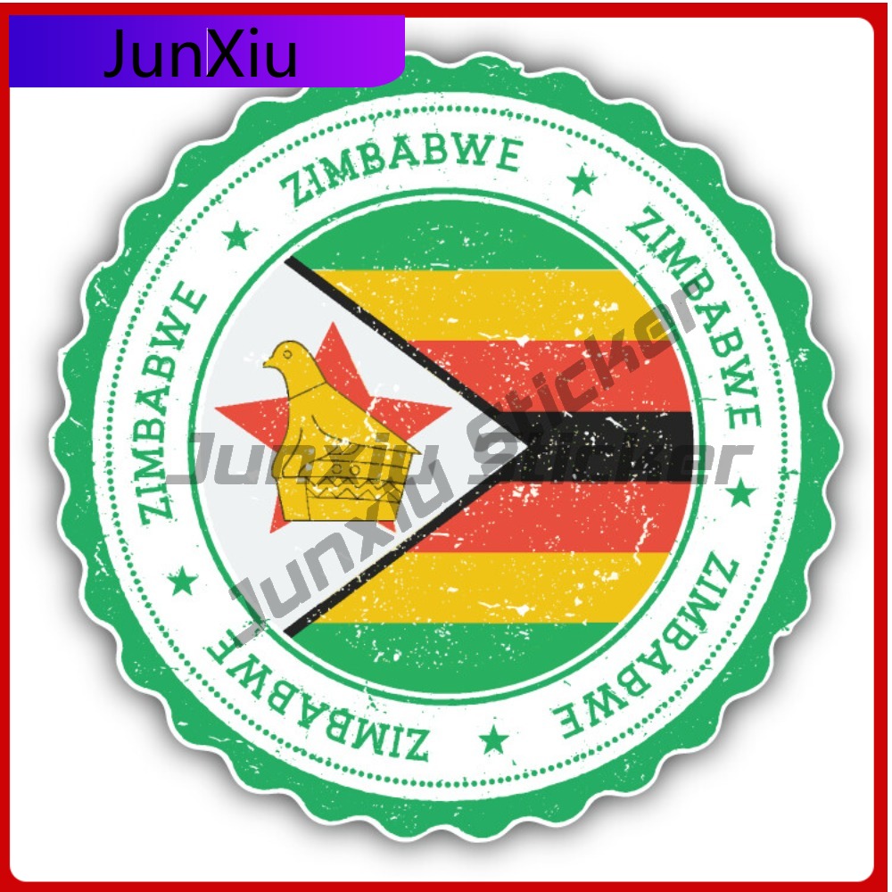 Car Accessories Zimbabwe - สติกเกอร์ติดรถยนต์ลายธงชาติซิมบับเว แนวกรันจ์ ตกแต่งหมวกกันน็อค สไตล์เท่ห์ ใช้สำหรับตกแต่งด้านข้างหมวกกันน็อค อุปกรณ์ตกแต่งรถยนต์