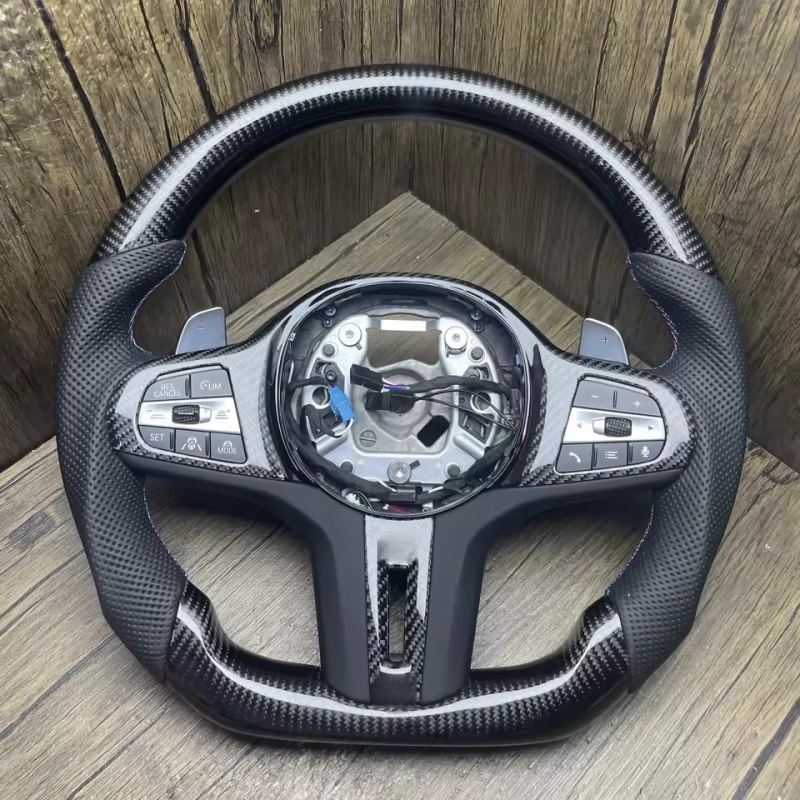Car Accessories For Steering Wheel - พวงมาลัยรถยนต์คาร์บอนไฟเบอร์หุ้มหนัง สำหรับ BMW G30 G31 G32