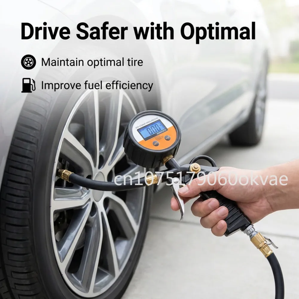 Car Accessories Under 200 - เครื่องวัดและเติมลมยางดิจิทัลที่มีความแม่นยำสูง 0-255 PSI พร้อมจอ LCD มีไฟแบ็คไลท์