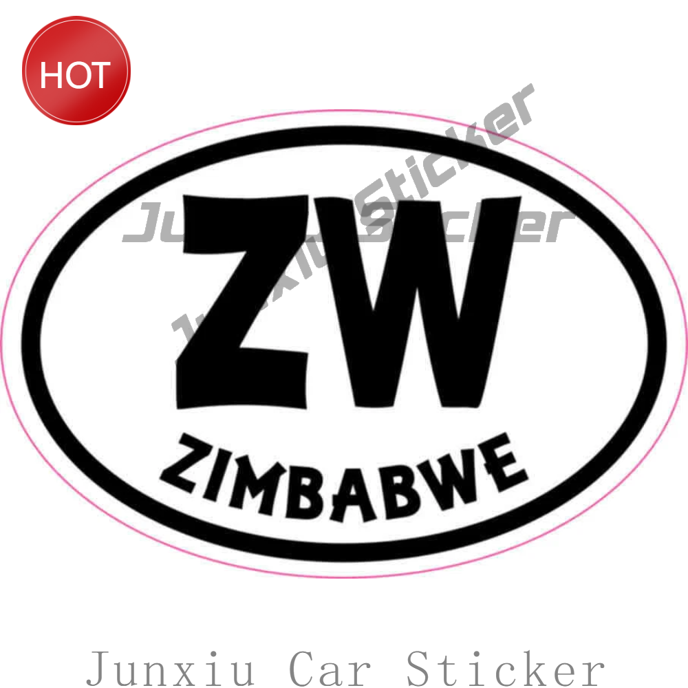 Car Accessories Zimbabwe - สติกเกอร์ติดรถยนต์ไวนิล ZW ซิมบับเว รูปทรงวงรี ดีไซน์สะดุดตา สำหรับติดกันชนและกระจกหลัง