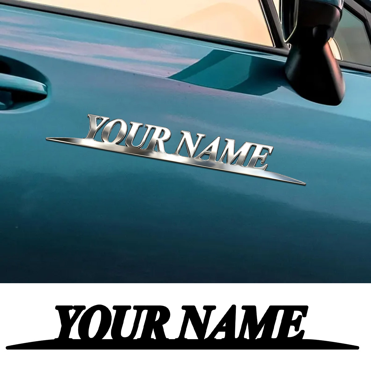 Car Accessories Logo - สติกเกอร์โลหะทันสมัย ชื่อของคุณเอง โลโก้แบบกำหนดเอง ใช้ได้กับฝากระโปรงท้ายรถ บังโคลน และกันชนหลัง