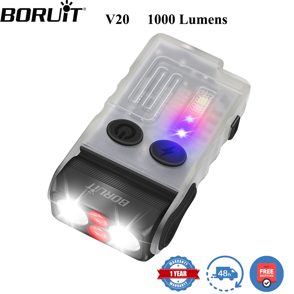 Led Headlight Bulbs - BORUiT V20 ไฟฉายพวงกุญแจ LED พร้อมเสียงเตือน ไฟฉายแบบหมุนได้