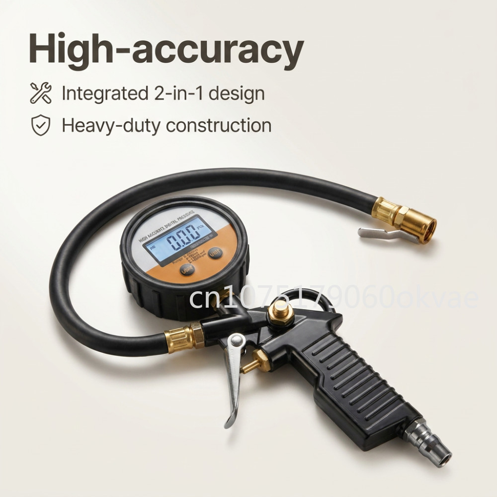 Car Accessories Under 200 - เกจวัดแรงดันลมยางดิจิตอลความแม่นยำสูงและปืนเติมลม 0-255 PSI พร้อมหน้าจอ LCD แบบมีไฟแบ็คไลท์สำหรับอุปกรณ์บำรุงรักษารถยนต์